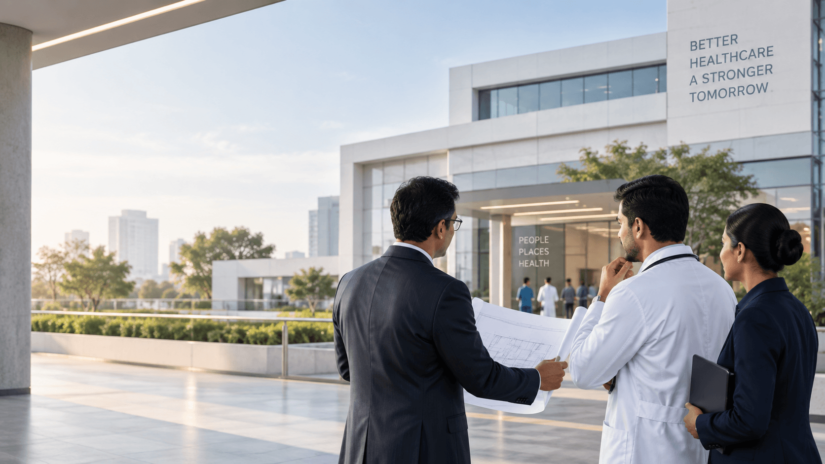 Modern healthcare facility representing hospital infrastructure and development