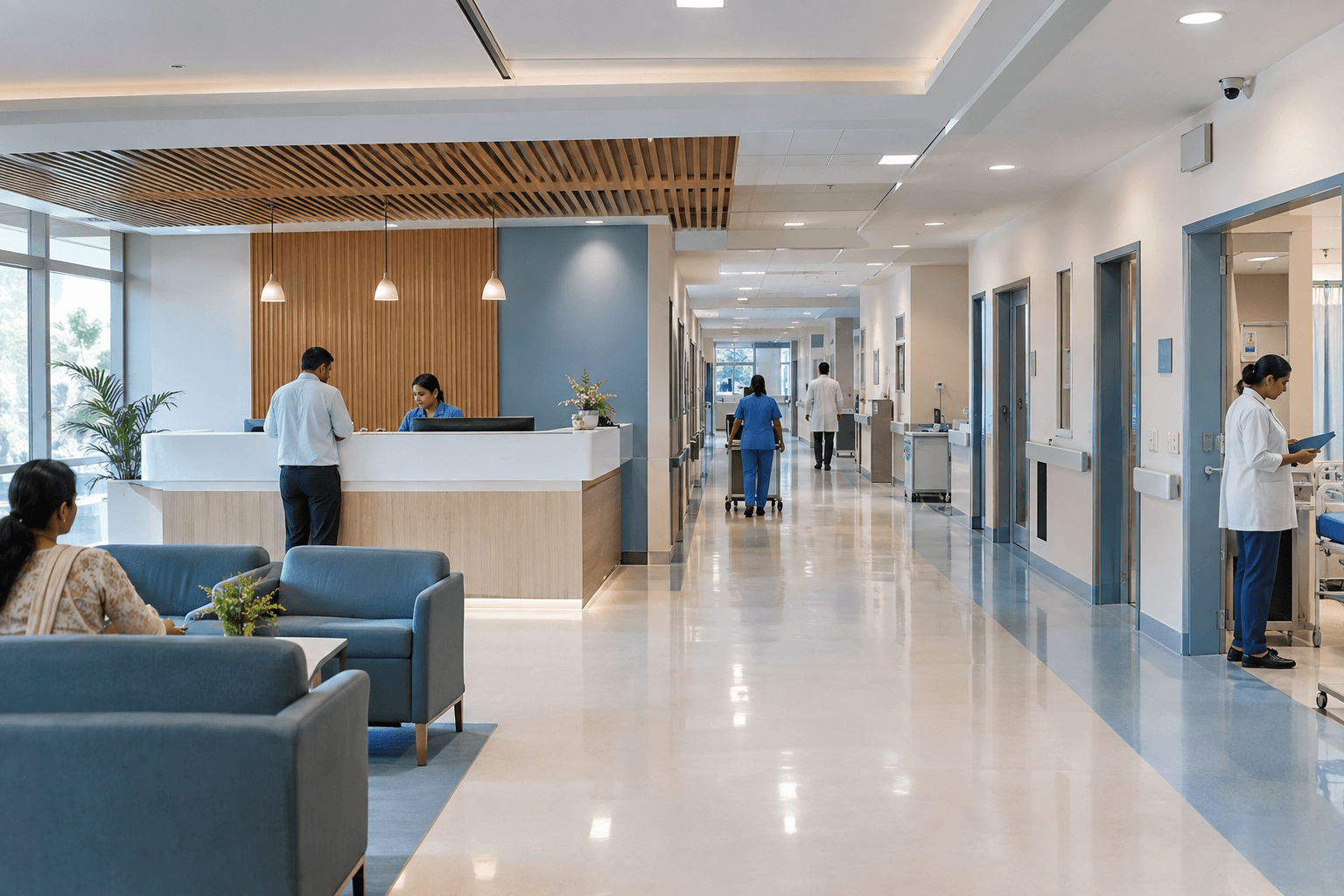 Hospital setup and healthcare facility development showing a professionally planned hospital environment