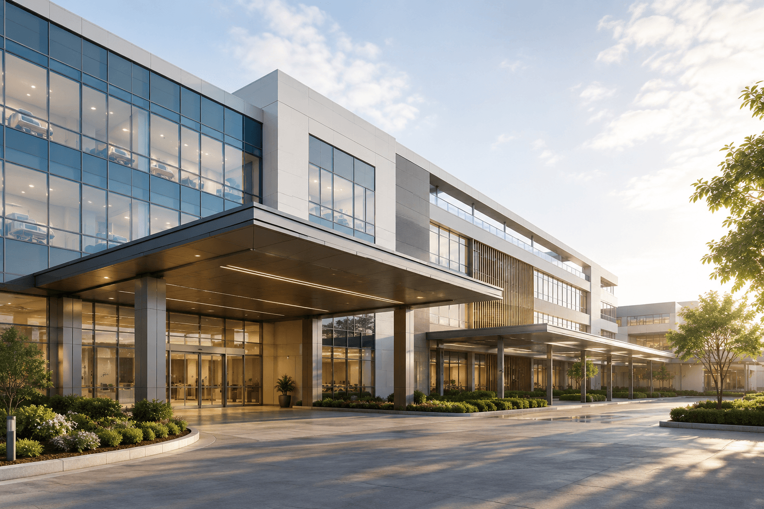 Modern healthcare facility representing healthcare infrastructure development